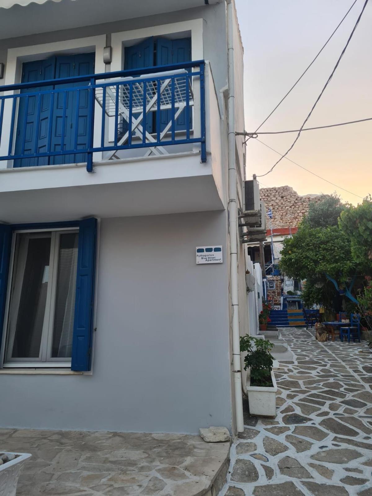 Pythagoreio Blue Street With Terrace